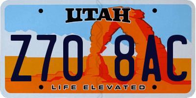 UT license plate Z708AC
