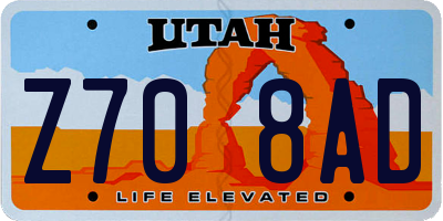 UT license plate Z708AD