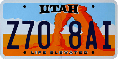 UT license plate Z708AI