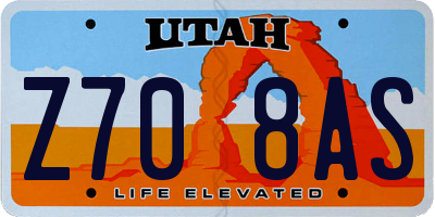 UT license plate Z708AS