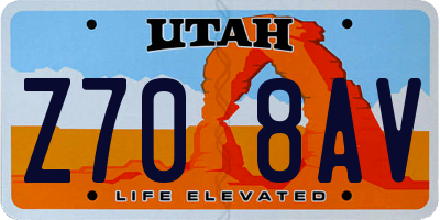 UT license plate Z708AV