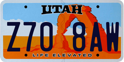 UT license plate Z708AW