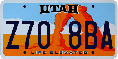 UT license plate Z708BA