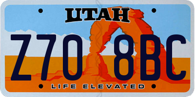 UT license plate Z708BC