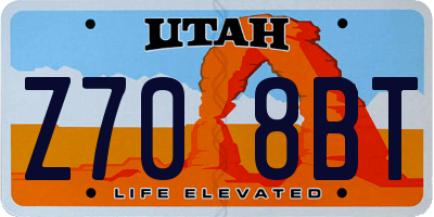 UT license plate Z708BT