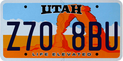 UT license plate Z708BU