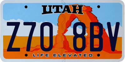 UT license plate Z708BV