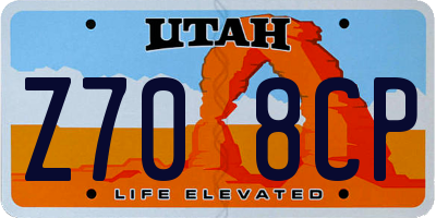 UT license plate Z708CP