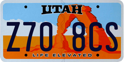UT license plate Z708CS