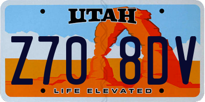 UT license plate Z708DV