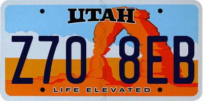 UT license plate Z708EB