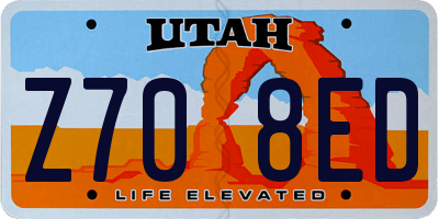 UT license plate Z708ED