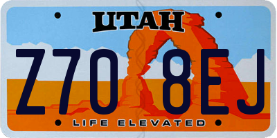 UT license plate Z708EJ
