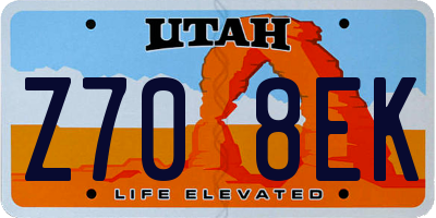 UT license plate Z708EK