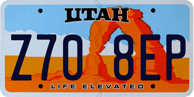 UT license plate Z708EP
