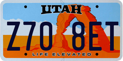 UT license plate Z708ET
