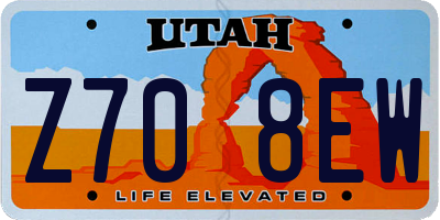 UT license plate Z708EW