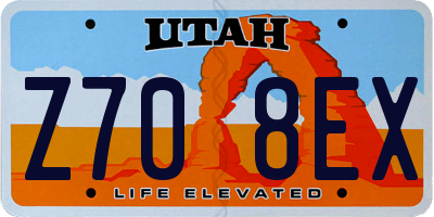 UT license plate Z708EX