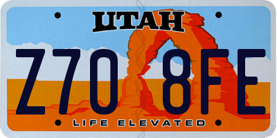 UT license plate Z708FE