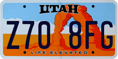 UT license plate Z708FG