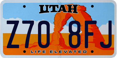 UT license plate Z708FJ
