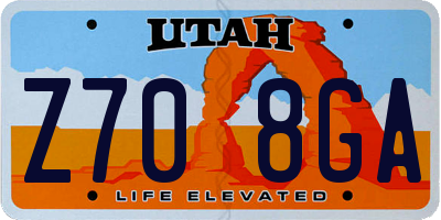 UT license plate Z708GA