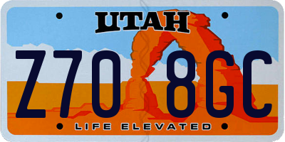 UT license plate Z708GC
