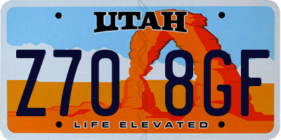 UT license plate Z708GF