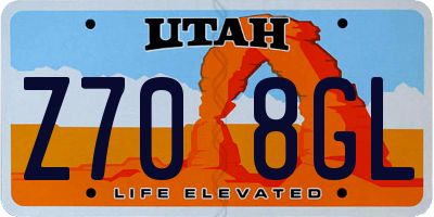 UT license plate Z708GL