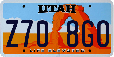UT license plate Z708GO