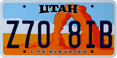 UT license plate Z708IB