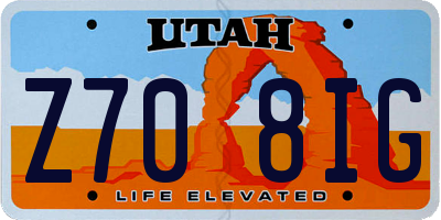 UT license plate Z708IG