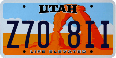 UT license plate Z708II