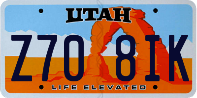UT license plate Z708IK