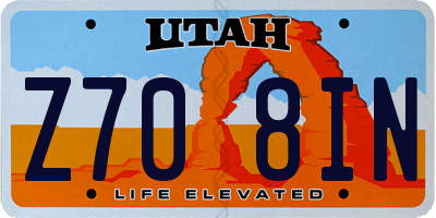 UT license plate Z708IN