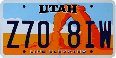 UT license plate Z708IW