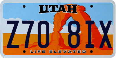 UT license plate Z708IX