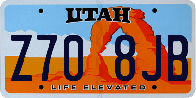 UT license plate Z708JB