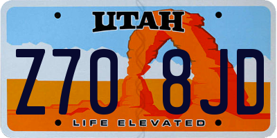 UT license plate Z708JD