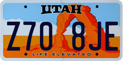 UT license plate Z708JE