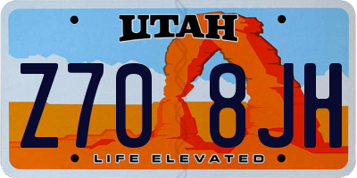 UT license plate Z708JH