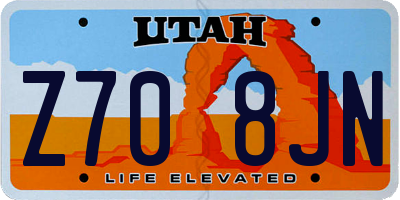 UT license plate Z708JN
