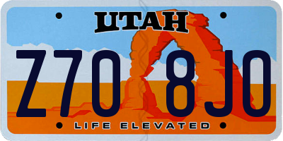 UT license plate Z708JO