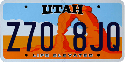 UT license plate Z708JQ