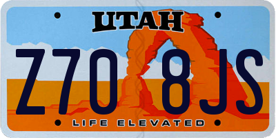 UT license plate Z708JS