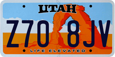 UT license plate Z708JV