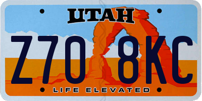 UT license plate Z708KC