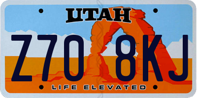 UT license plate Z708KJ