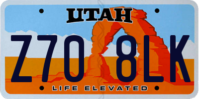 UT license plate Z708LK