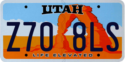 UT license plate Z708LS